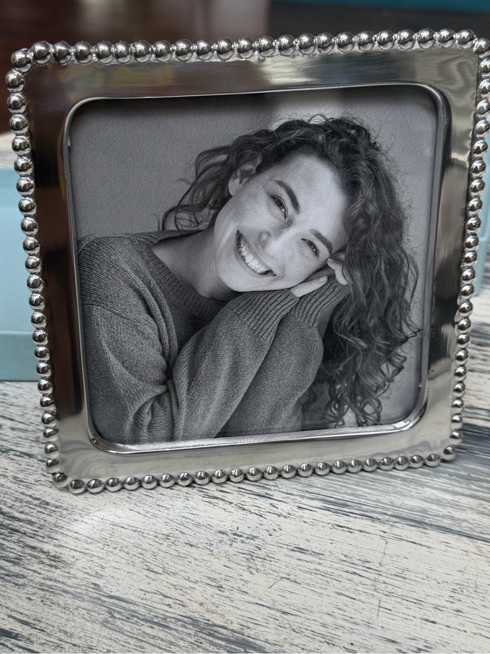 Mariposa 5 x 5 Beaded Edge Silver Photo Frame